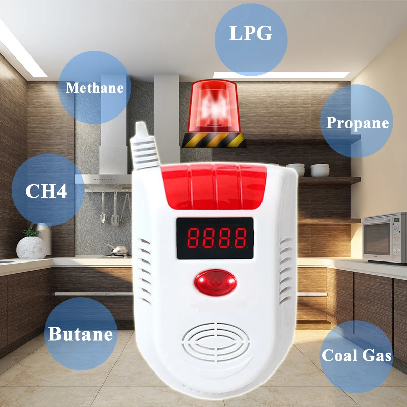 DAYTECH LPG Fired GAS Detector Alarm LED Display LPG LNG Gas Leak Sensor for Home Security
