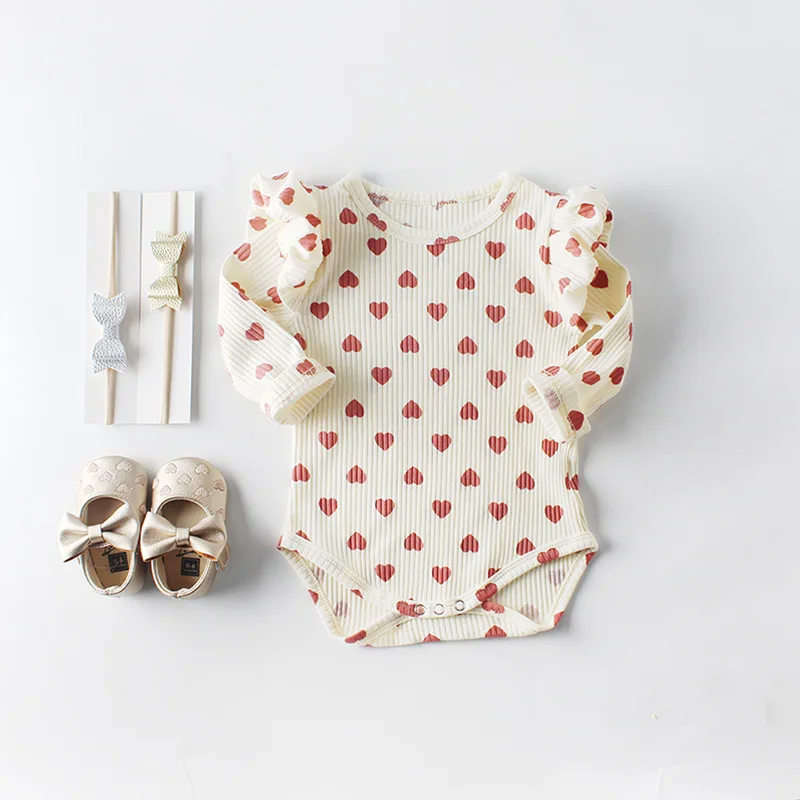 

2019 New Girls Printed Ruffles Rompers Cotton Full Sleeve Spring Summer Baby Jumpsuits