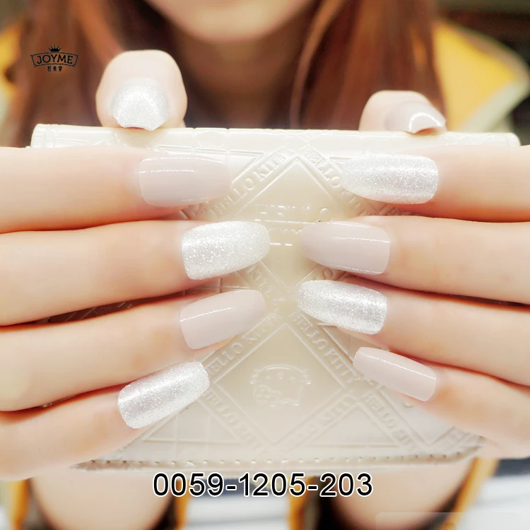 

Hot Sale 24pcs Fashion Jump Color Glitter Simple Coffin Nails Long False Nails Detachable Full Cover Fake Nail Tips with Design