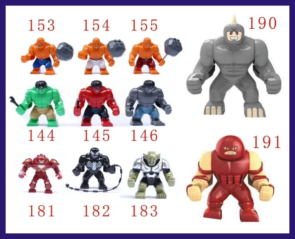 220 шт. большой громила Venom Lazy Rhino VS Hulk Buster Green Goblin Things Toys Marvel строительные блоки фигурки Кирпичи Игрушки