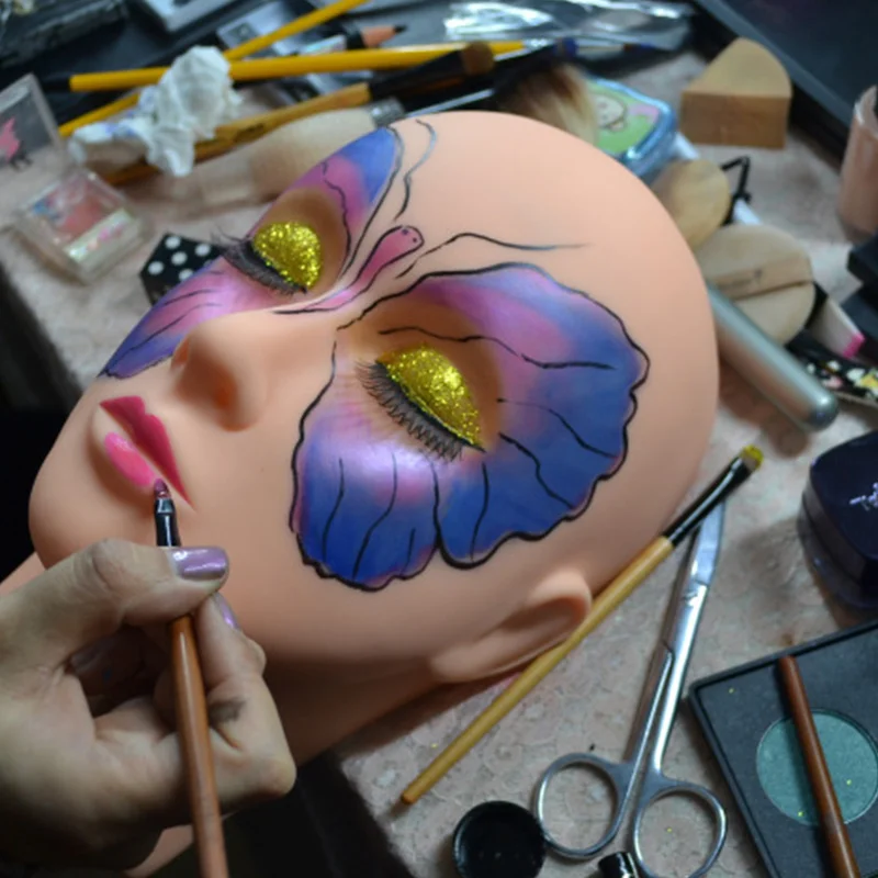 

High Mannequin Flat Head Silicone Practice False Eyelash Extensions Make Up Model Massage Training well 88 998