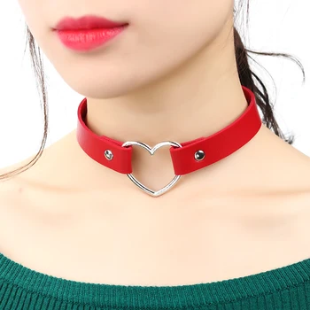 Leather Punk Heart Choker  4