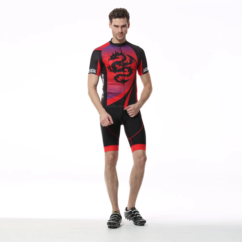 

2017 New Summer Men Cycling Set Red Dragon Short Sleeve Shirt 3D Pad Bib Shorts Anti-sweat MTB Bicycle Bike Jersey Suit Ciclismo