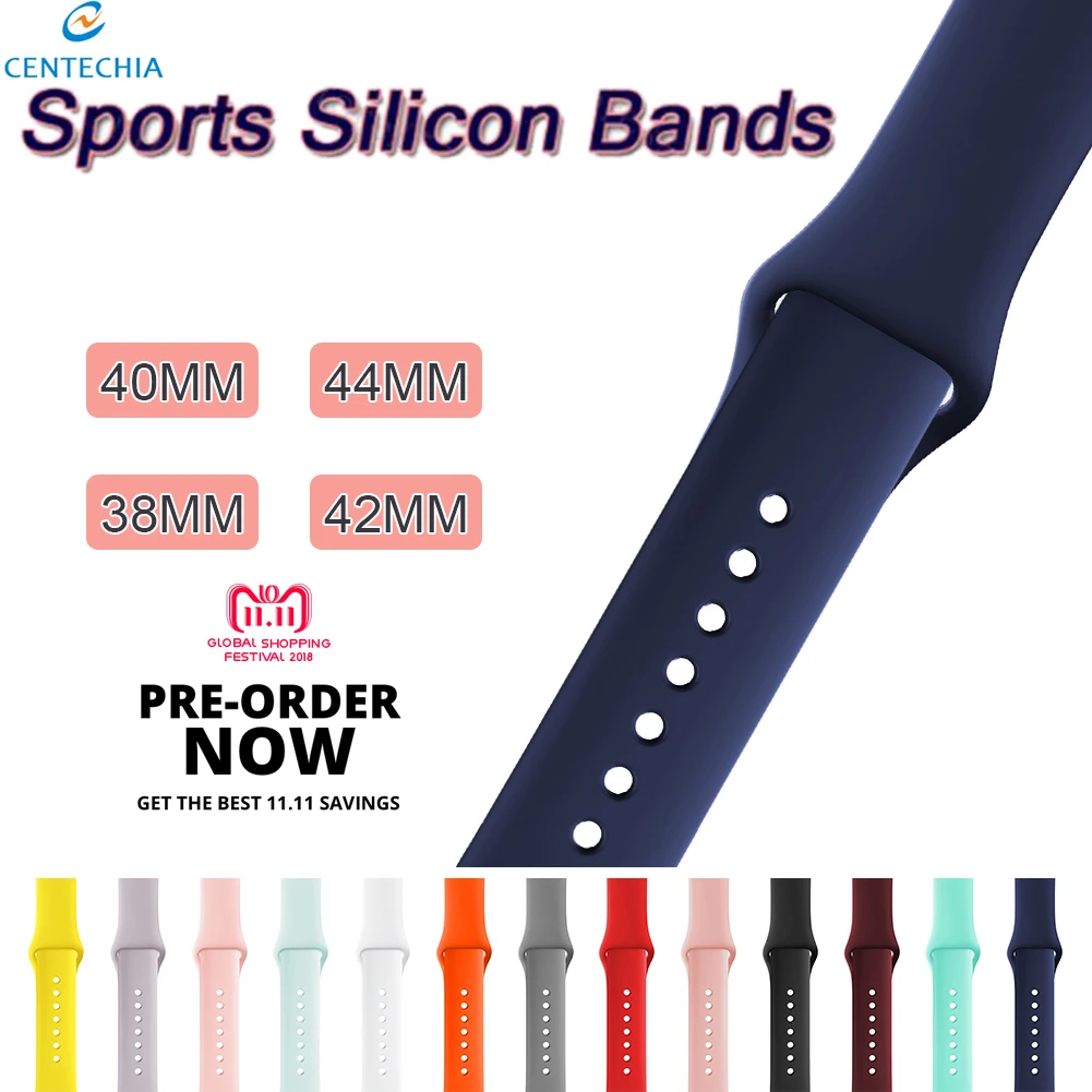 

Colorful Soft Silicone Replacement Sport Band For 38mm 42mm Apple Watch 4 3 2 44mm 40mm Wrist Bracelet Strap For iWatch belt