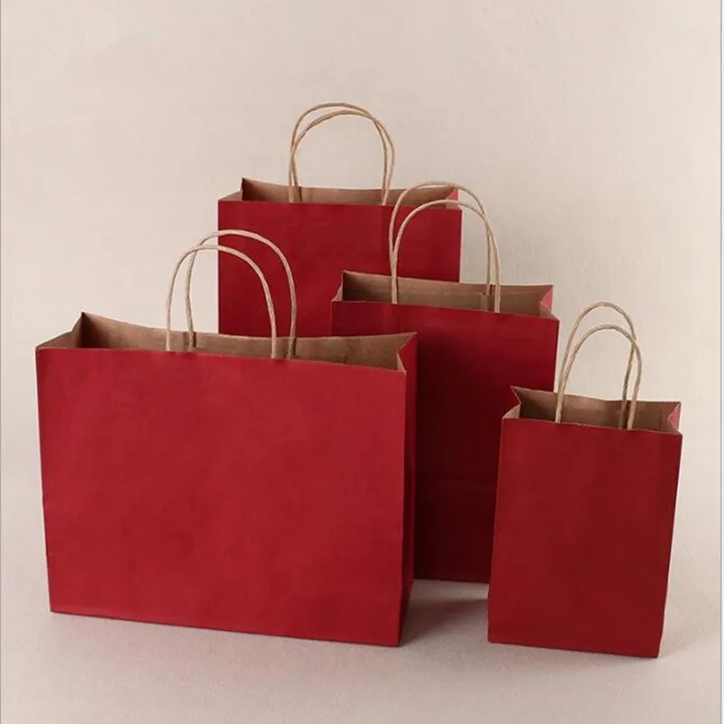 Download 10 Pcs/lot Gift Bags With Handles Multi function Red Paper ...