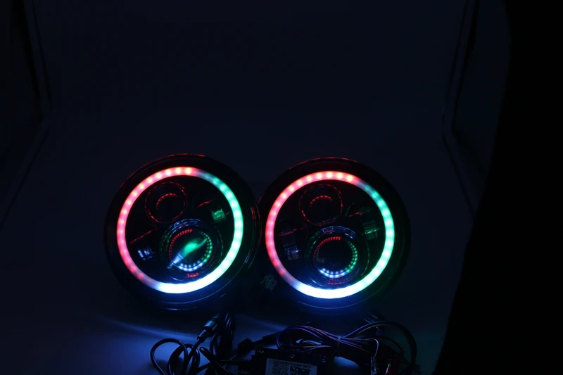 " дюймовый Bluetooth RGB светодиодный головной светильник s& 4" дюймовый противотуманный светильник комплект RGB Halo для Jeep Wrangler JK TJ LJ 1997- 97-17 Hummer H1 H2