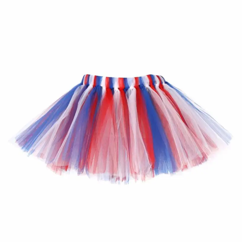 Балетная мини-юбка-пачка для маленьких девочек, 10 цветов вечерние фатиновые юбки-американки в разноцветную полоску - Цвет: 9