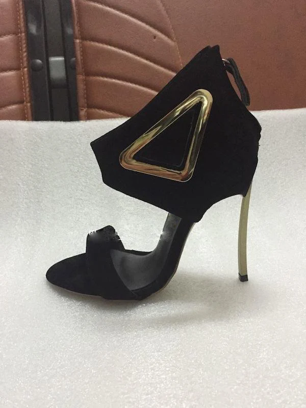 

newest red high heels sandals gold metal decor sexy stiletto heels pumps zipper peep toe summer sandals gladiator party shoes