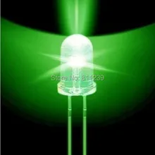 1000 шт./лот прозрачные круглые 5 мм супер яркий прозрачный зеленый свет светодиодный лампы светодиод F5mm