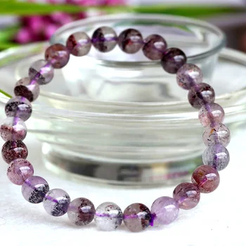 

Wholesale Natural Genuine Multi Colors Mix Clear Purple Super Seven 7 Finish Stretch Bracelet Round Beads Melody Stone 7mm