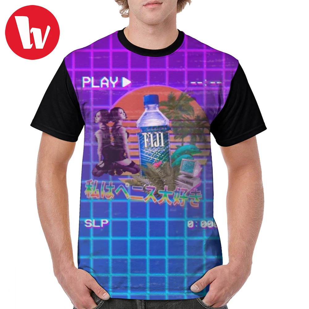 

Meme T Shirt Vaporwave Fiji Bottle T-Shirt Awesome Streetwear Graphic Tee Shirt 100 Polyester Short-Sleeve Men Graphic Big Tshirt