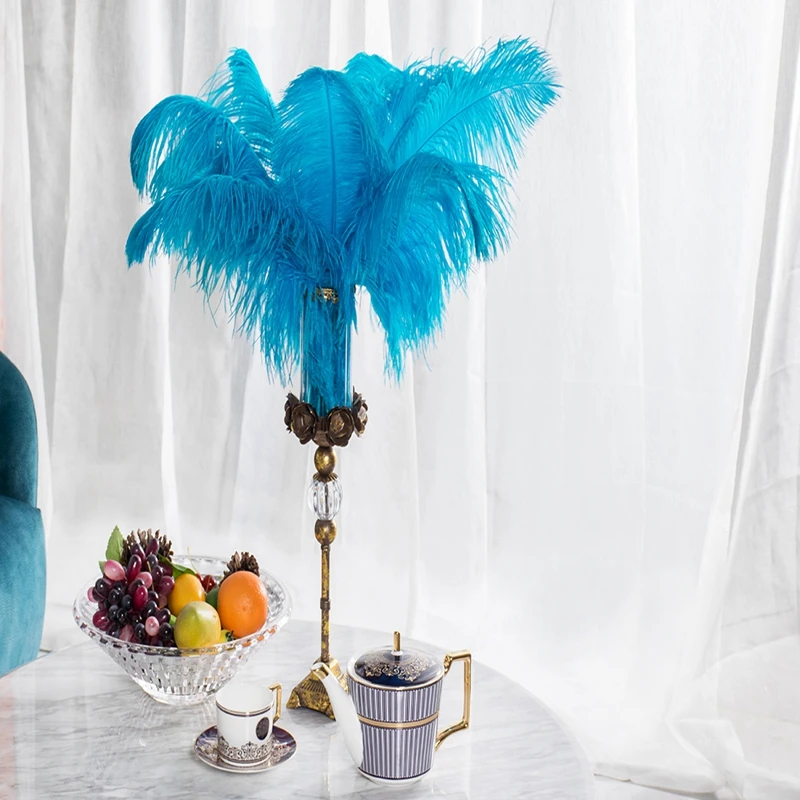 

50pc Turquoise Blue Dyed Wedding ostrich feathers DIY sewing trim garment craft wedding decoration 20-22inch