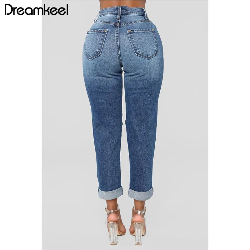 Полная длина отверстие выдалблированный отбеленный, разорванный Джинсы бойфренда для женщин джинсы женские джинсы мама сексуальные брюки для женщин Высокая талия Y
