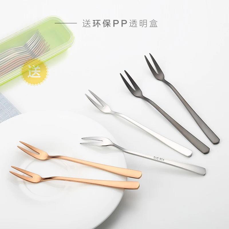6 pcs of fashionable fruit fork Tea fork set stainless fork dessert creative Restaurant tableware
