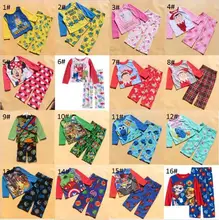 New children pajamas girls minion superhero long sleeve pajamas set pink sleep wear kids autumn spirng clothes suit Fleece Sleep