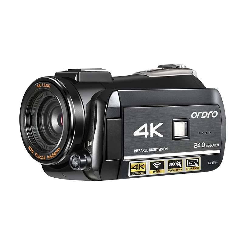 Видео Камера 4K для Blogger Vlog съемок Ordro AC3 Ночное Видение цифровая камера с Wi Fi Filmadora