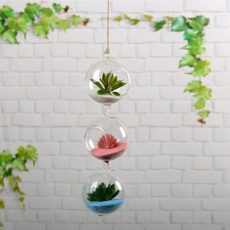 

Transparent Clear Glass Flower Plant Stand Hanging Vase Planter Terrarium Container Home Garden Office Room Pretty Decoration