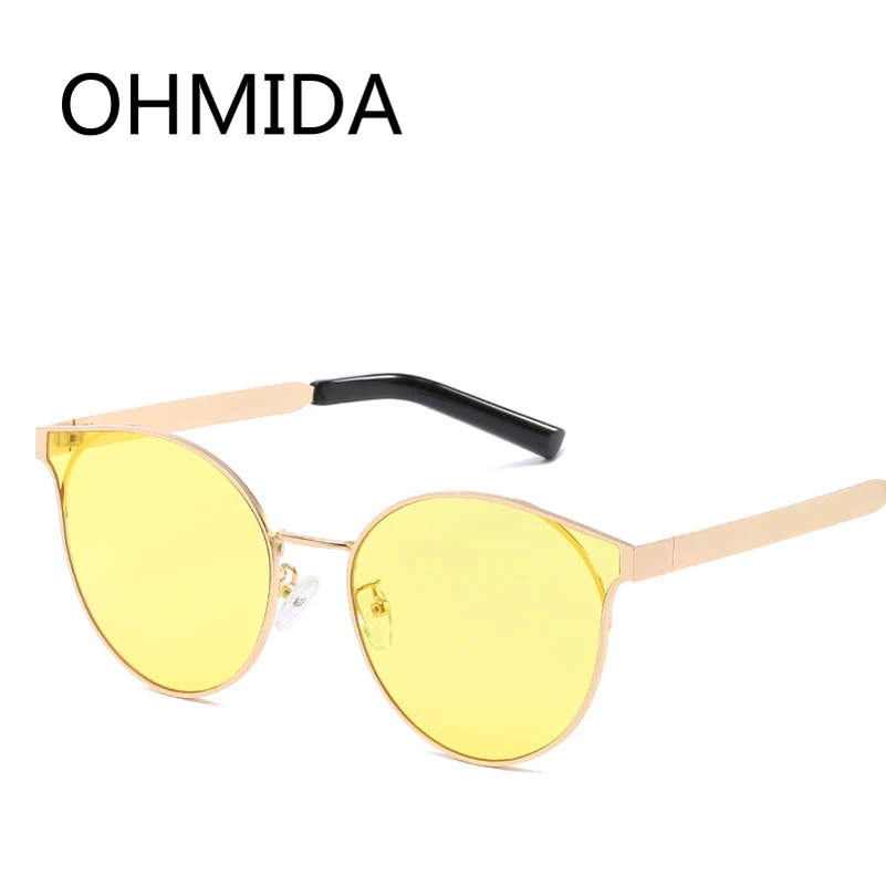 Женские винтажные солнцезащитные очки OHMIDA фиолетовые зеркальные кошачий глаз с