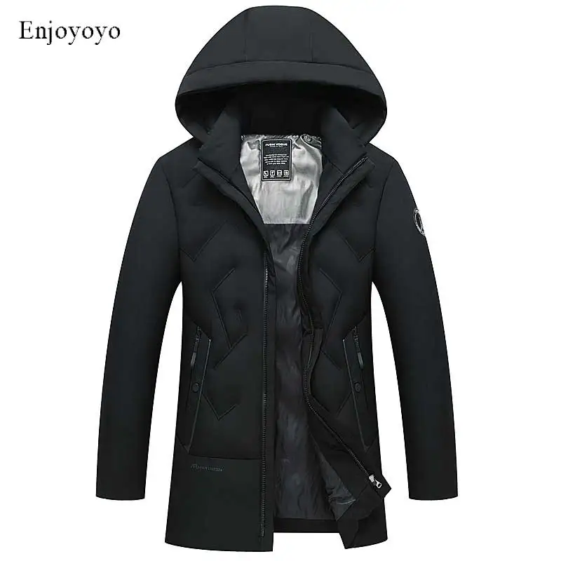 

2019 Winter Men's Long Coat Exquisite Arm Pocket Men Solid Parka Warm Cuffs Design Breathable Fabric Jacket black XL-4XL
