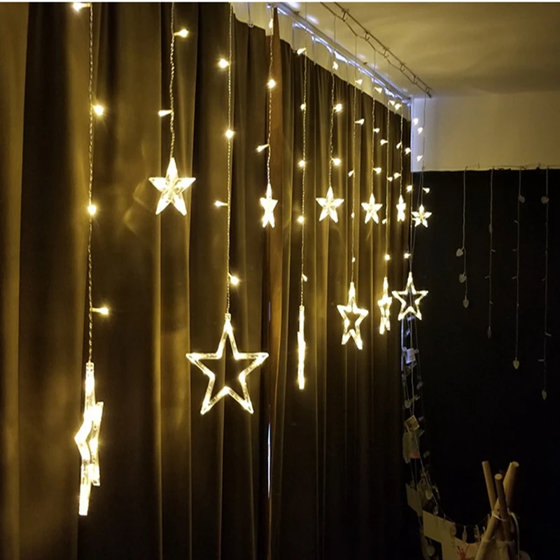 Goedkoop LED String Lights Pentagram Ster Gordijn Licht Fairy Bruiloft Verjaardag Kerst Verlichting Indoor Decoratie Licht 220V IP65