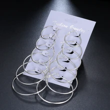 Kisswife модные аксессуары большой круг обруч 6 пар/компл. Винтаж цвета: золотистый, серебристый цвет, большой выбор моделей, Brincos, можно носить с серьги для женщин