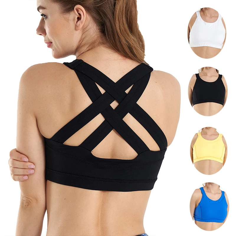 

JINSEYUAN Seamless Sports Bra Top Fitness Women Racerback Running Removable Padded Yoga Bras High Impact Activewear gym crop top