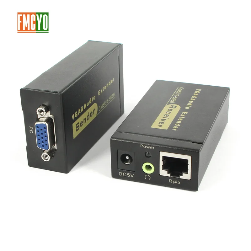 

VGA Extender 100m VGA To RJ45 Transmitter Audio And Video Synchronization Single Network Cable To VGA Transmission Enhancer
