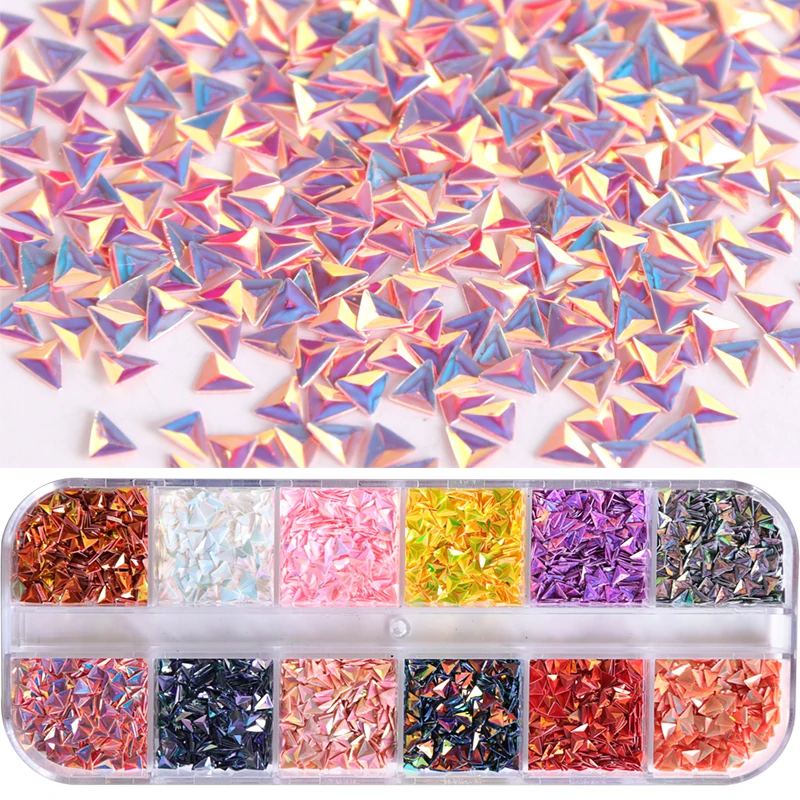 

1 Case Chameleon Laser Triangle Sequins Nail Art Glitter Flakes Holo Powder UV Gel Polish Paillette Tool Decor Manicure JI1-12