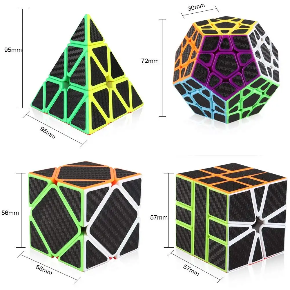 D-Fantix z-куб углеродного волокна Скорость куб Комплект пирамиды и Додекаэдр 3x3 и косой и квадратно-1 набор из магических кубов головоломки игрушки Magic Cube