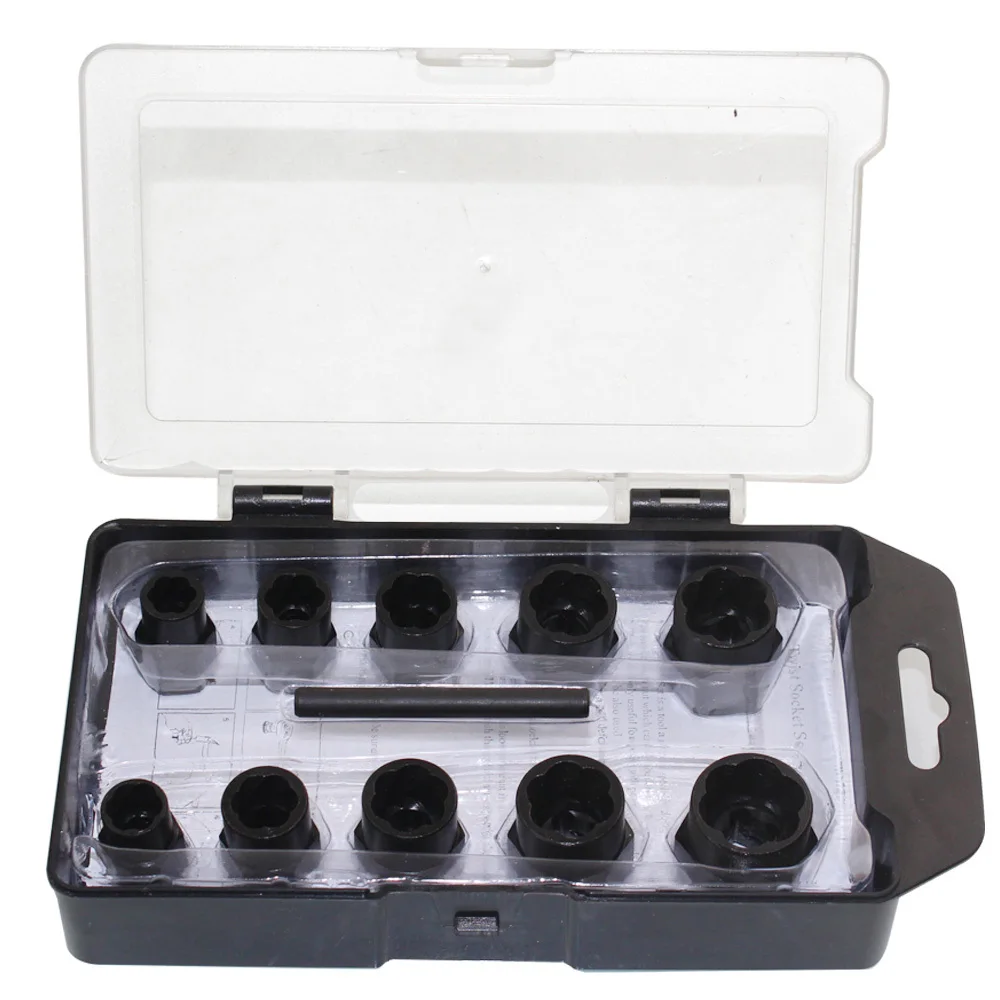11pcs Twist Socket Set 3 8 1 2 Dr Damaged Lock Lug Nut Removal Socket Tool