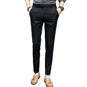 

Spring and autumn Men Dress Pant Asian Size 28 29 30 31 32 33 34 36 Mens trousers Gray and black pants men