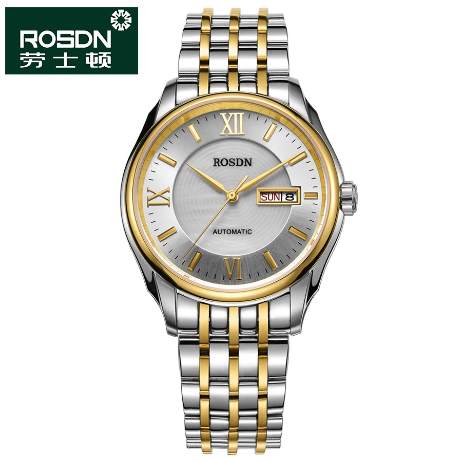 ROSDN 2016 Mechanical Stainless Steel Watch Mens Waterproof Watches Fashion Brand Luxury Watch Men Watches Top