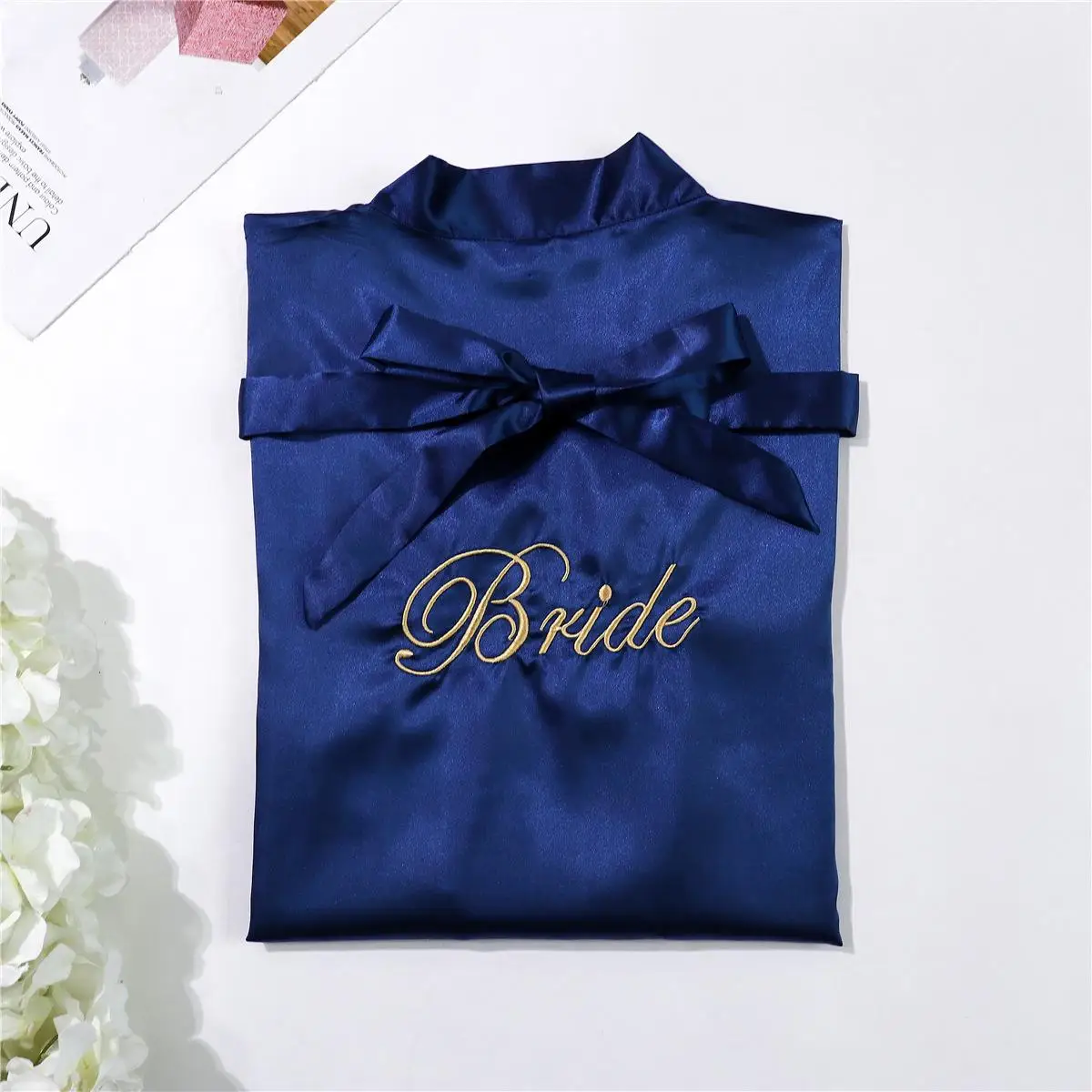 Bride - navy blue Свадебное короткое банное платье невесты, новое женское летнее кимоно, ночная рубашка юката, женские пижамы, ночная рубашка, M-XL - Цвет: Bride - navy blue