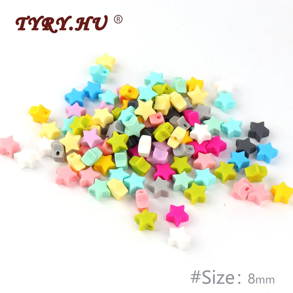 

TYRY.HU 100pcs Star Silicone Beads BPA Free Nursing Teether Beads Baby DIY Teething Silicone Beads Pacifier Chain Accessories