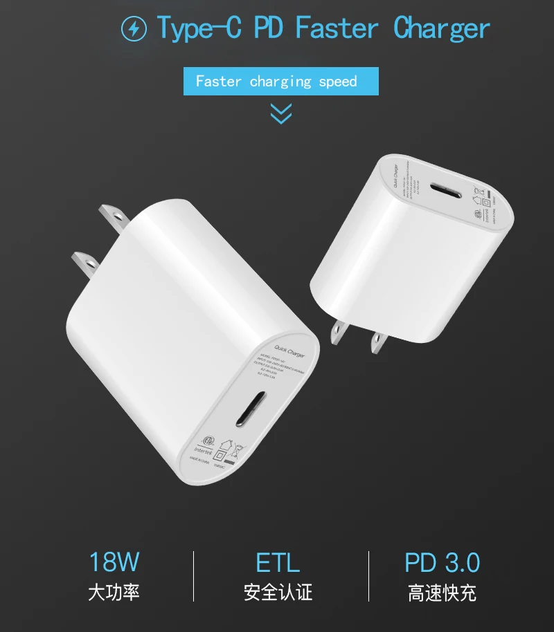 ZMonlinery 18 Вт type-C настенное быстрое зарядное устройство адаптер питания с питанием для Apple MacBook/iPhone X/New iPad Pro PD зарядное устройство