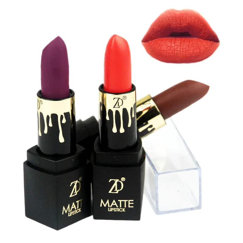 

ZD Brand Makeup 24 Colors Sexy Matte Lipstick Long-Lasting Lips Make Up Pigment Red Smooth Lip Gloss Cosmetics L081-24M