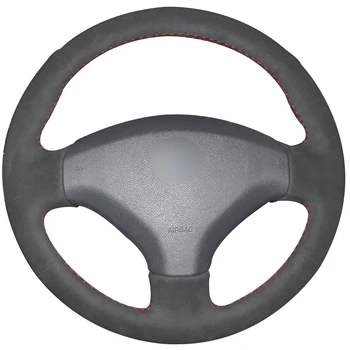 

Black Suede Car Steering Wheel Cover for Old Peugeot 408 Peugeot 308