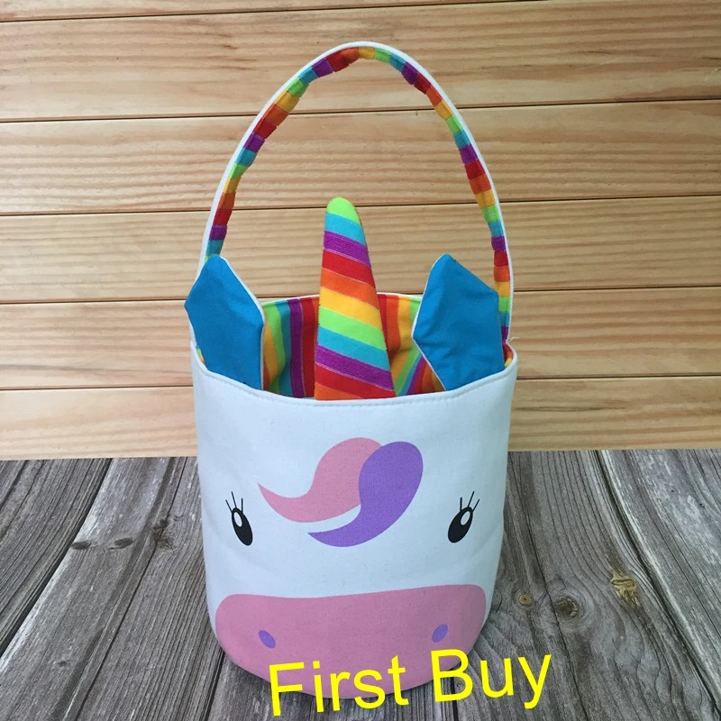 50pcs/lot Wholesale Blanks Canvas Bunny Ear Easter Buckets Tote Bag Personalized New Hot Sale