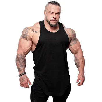 

Male bodybuilding sports vest European and American loose running training vest