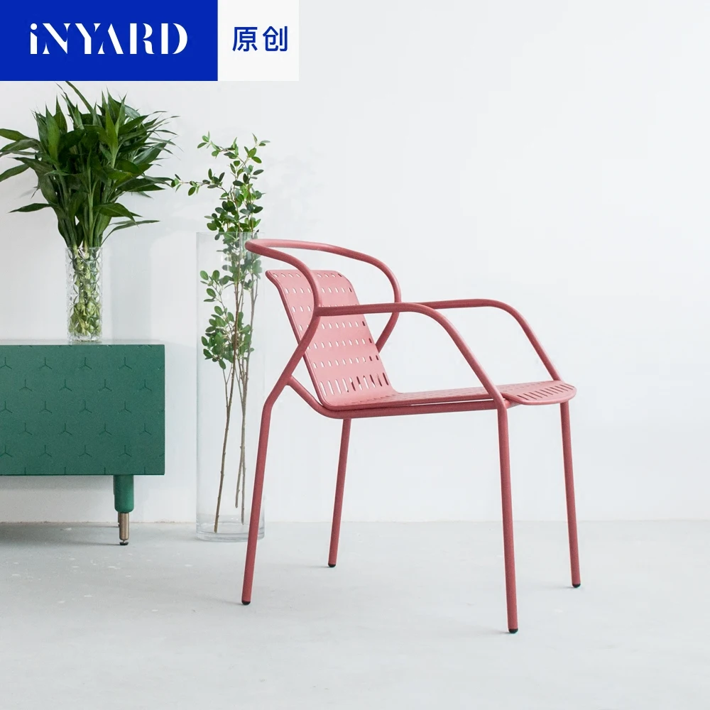 [InYard original] bar chairs Nordic modern outdoor balcony with upholstered chair stackable metal chair folding table arm chair