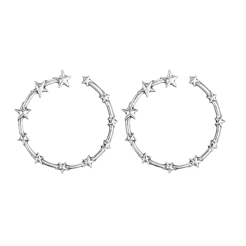 2018 Fashion Top Popular Earrings SilverGold Stainless Steel Lady Big STAR Shape Ring Hoop Earrings Boucle d'oreille Y10#N (2)