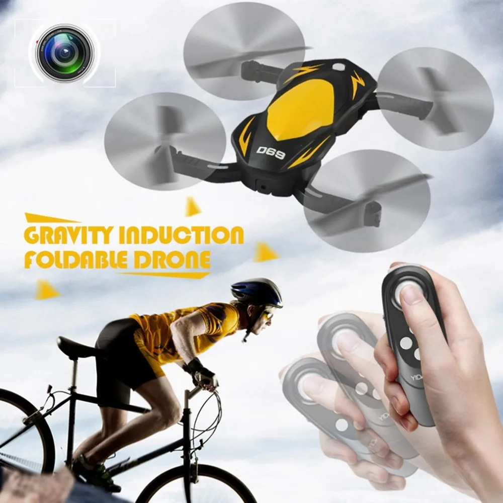 

D69 Drone with Camera 720P 2.4Ghz RC Control Wifi FPV Holding Quota Folding Gravity Sense Control Fixed Height RC Quadcopter