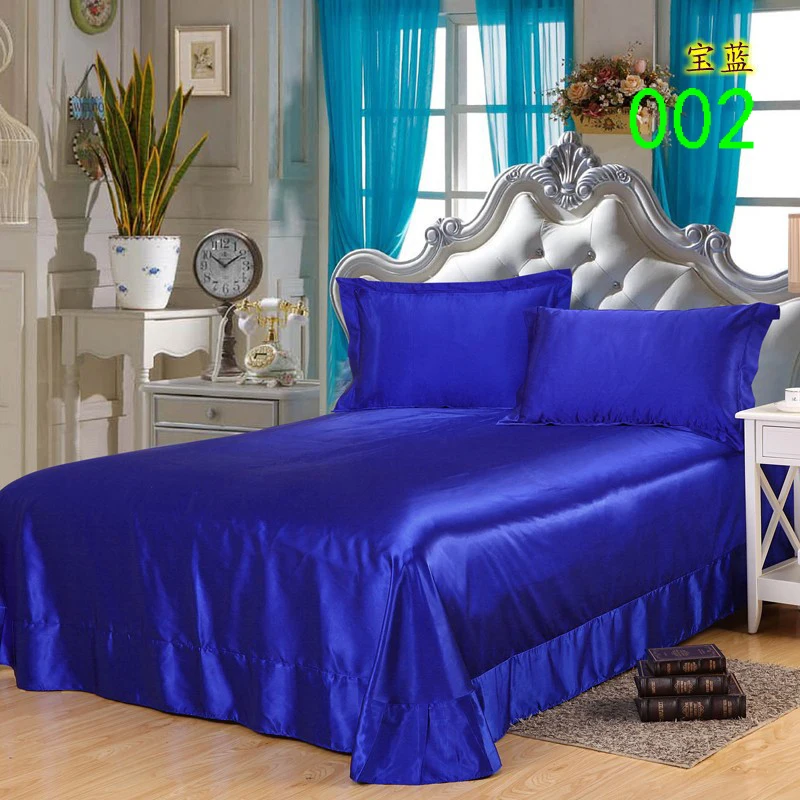 Sapphire Blue Tribute Silk King 1Pcs Sheets Flat Bed Sheet Bedsheet