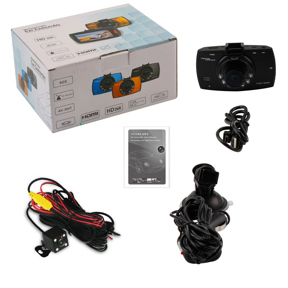 2017 New Podofo Two lens Car DVR Dual Camera G30 1080P Video Recorder With Rear View Cameras Loop Recording Camcorder BlackBox