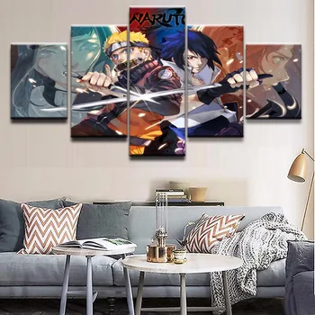 

Large Canvas Painting For Bedroom Living Room Home Wall Art Decor Framework 5 Panel Animation Naruto Role Modular Pictures
