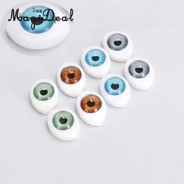 MagiDeal Plastic 4 Color 8Pcs Oval Hollow Back Plastic Eyes for Doll Mask Animal Puppets DIY Craft Toys 5mm