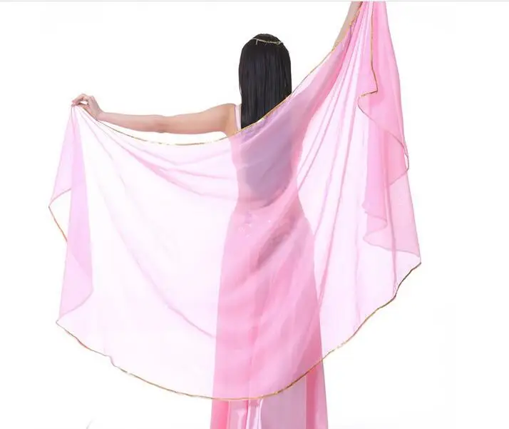 250*120cm Stage Performance Belly Dance Scarf Shawl Light Texture Half Circle Veils Professional Women Belly Dance Veil Chiffon