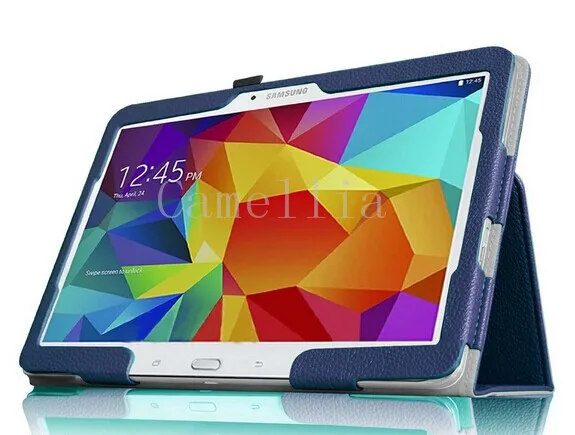 CucKooDo 100 шт/партия Тонкий складываемый чехол кейс для samsung Galaxy Tab4 10,1 ''T530 Tablet(с Умной крышкой автоматического пробуждения/сна - Цвет: NavyBlue