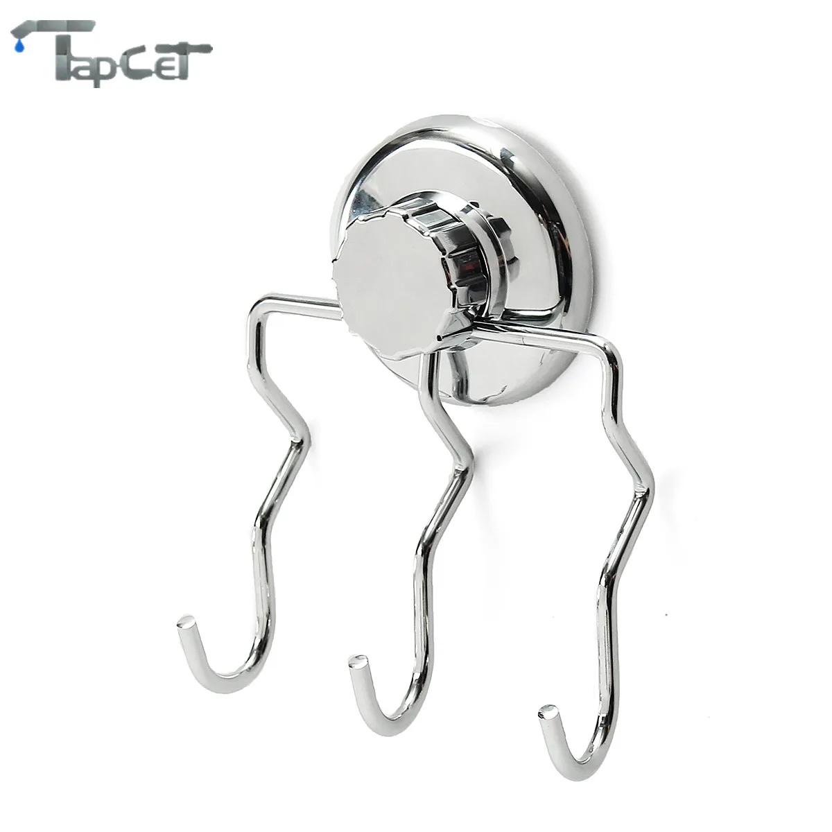 

TAPCET Bathroom Kitchen Stainless Steel Robe Hooks 2/3/4/5 Hook Removable Strong Vacuum Suction Cup Hanger Robe Hooks Silver
