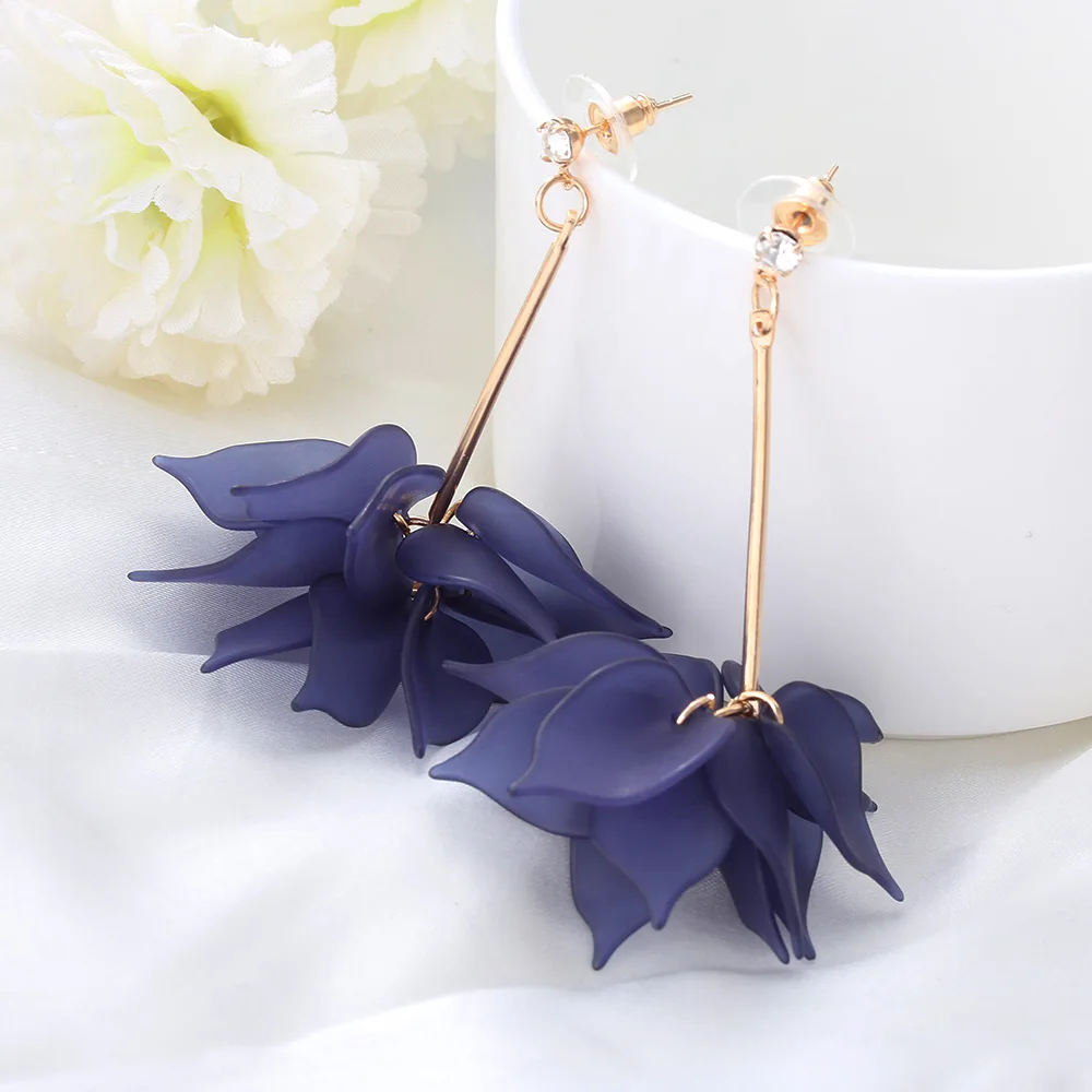 

2018 Elegant Fashion Women Colorful Crystal Rhinestone Flower Colorful Drop Long Dangle Earrings Jewelry